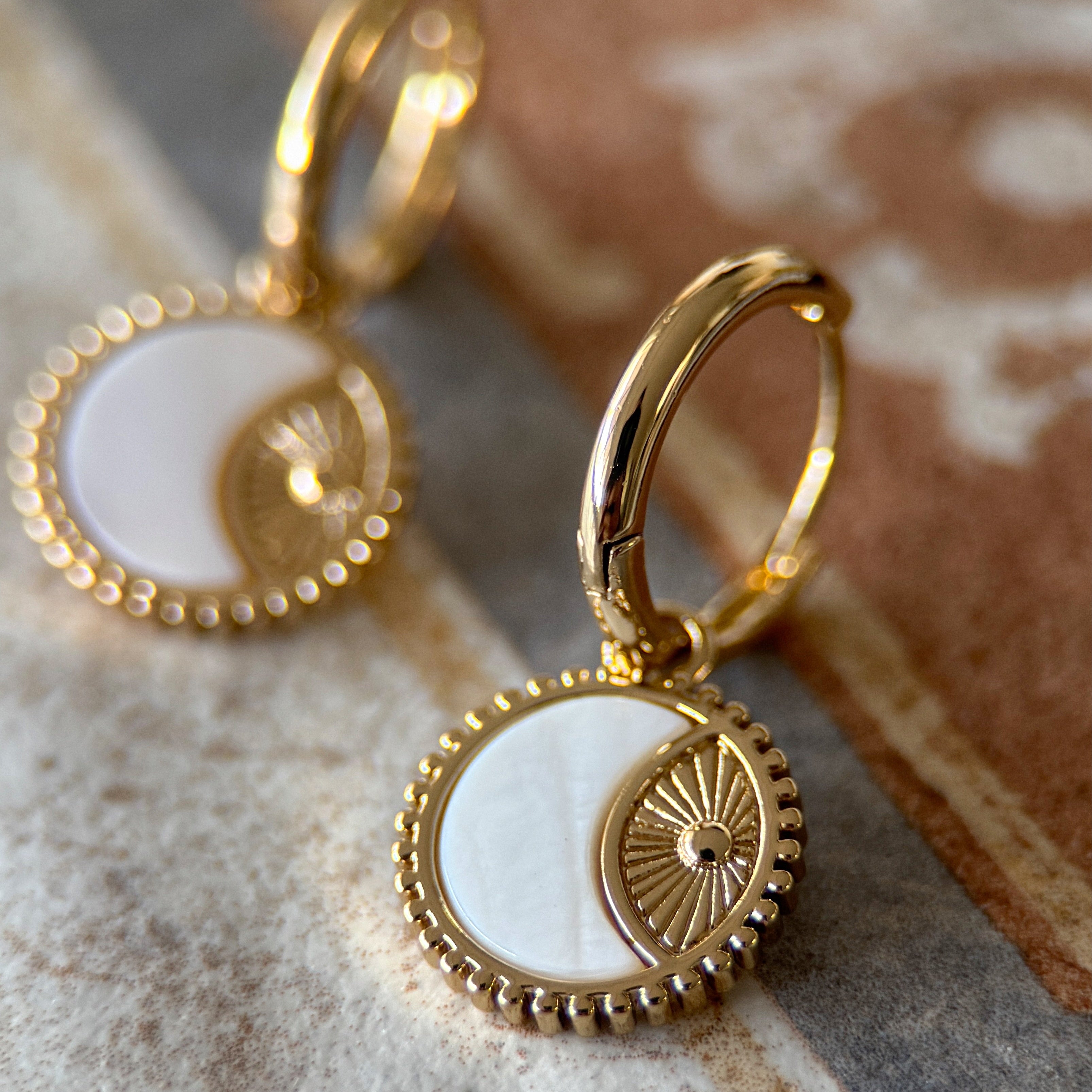Shell Moon Sun Earrings