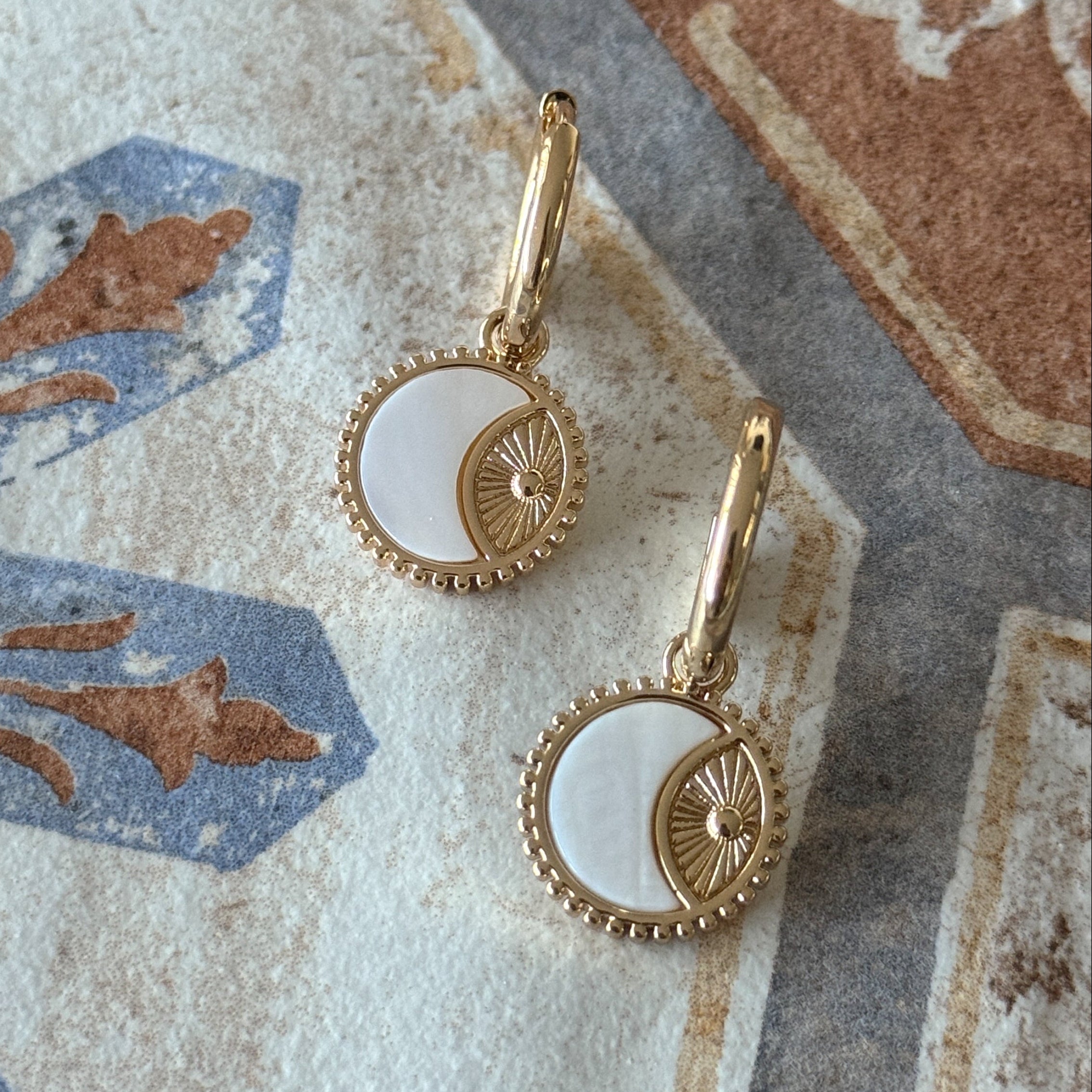 Shell Moon Sun Earrings