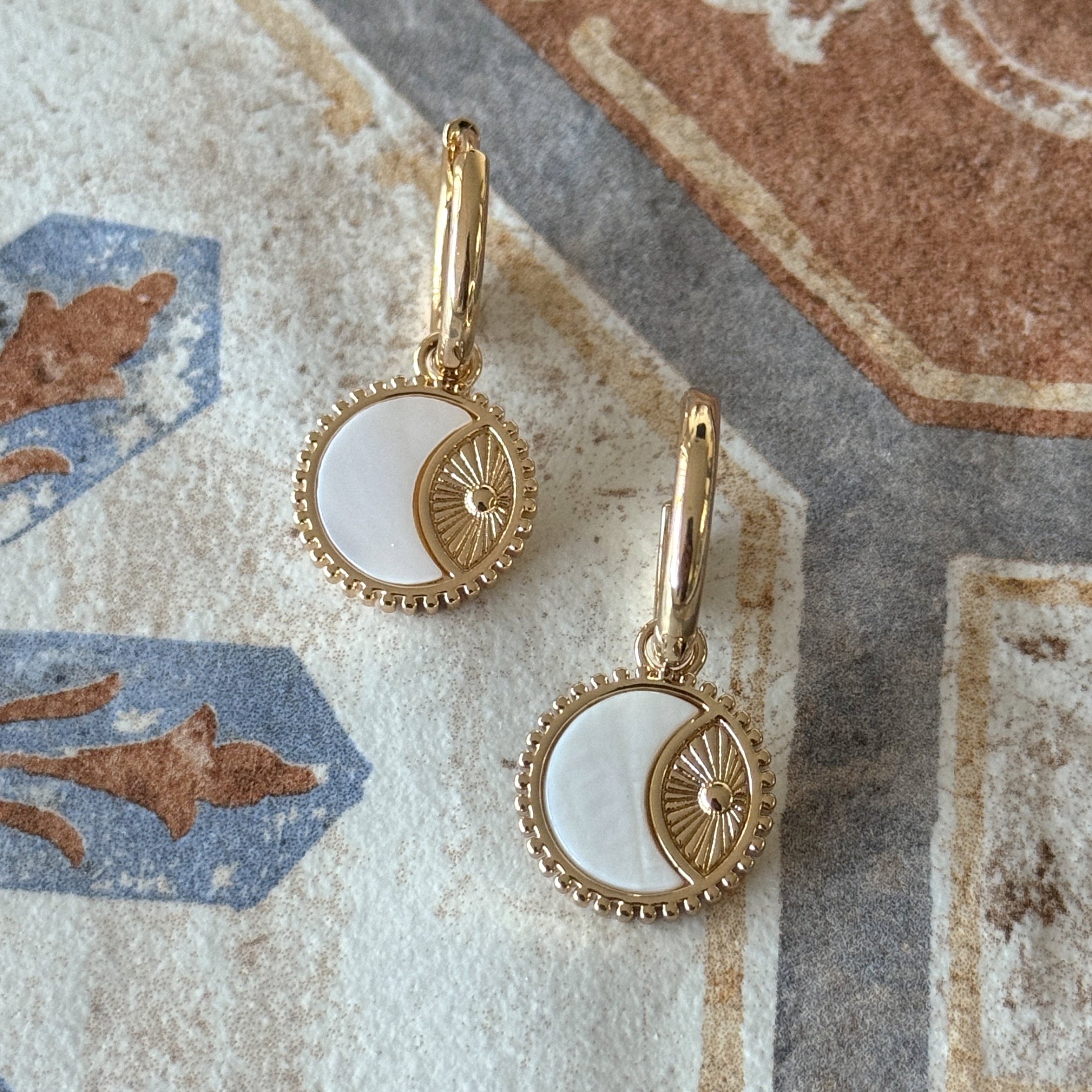 Shell Moon Sun Earrings